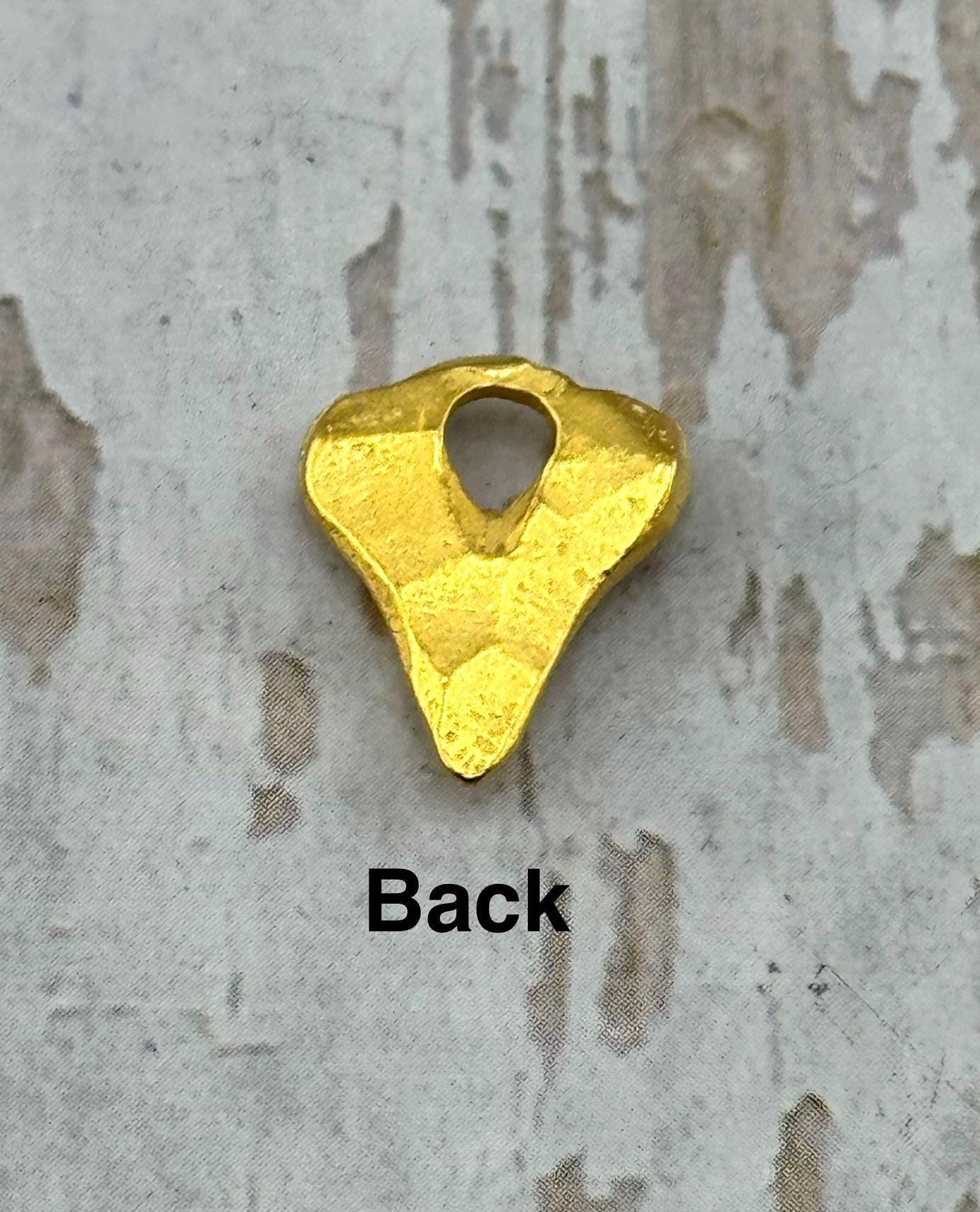 Small Rustic Heart Charm, Satin 18k Gold Plated - ST318