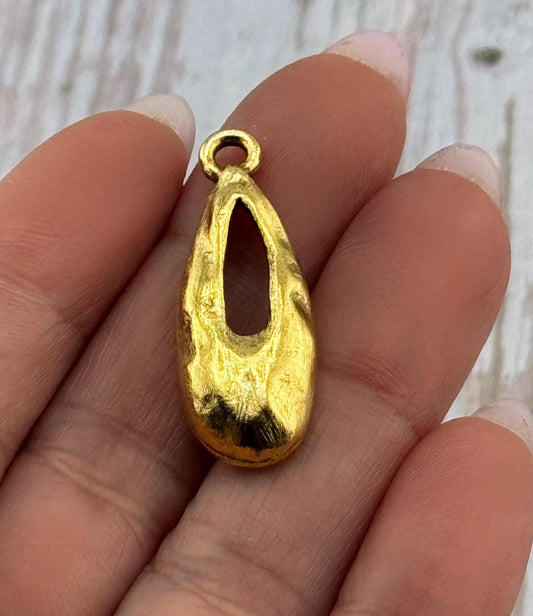 Hammered Teardrop Pendant, Antiqued 18k Gold Plated - AG683