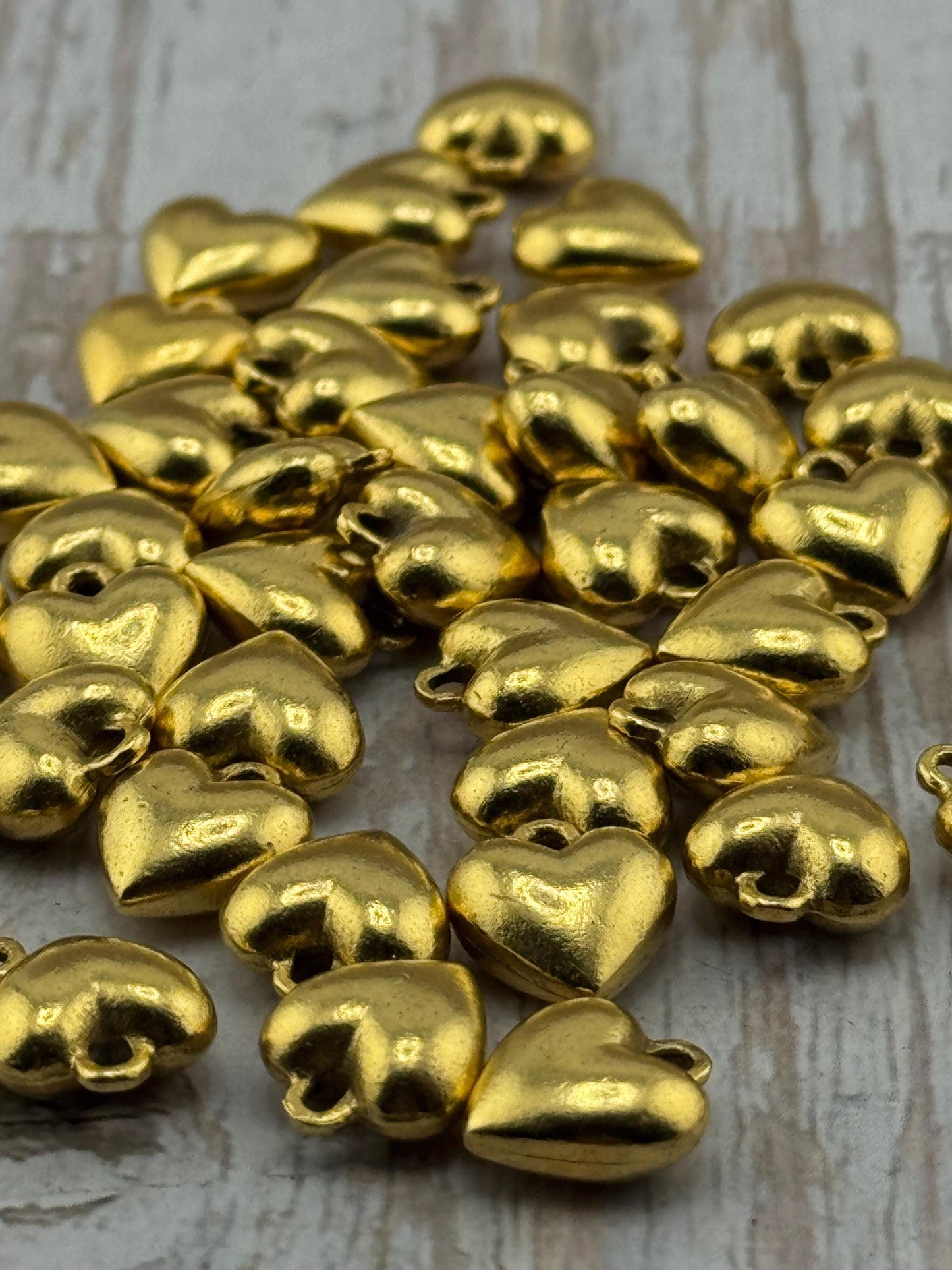 Small Puffy Heart Charm, Antiqued 18k Gold Plated - AG032