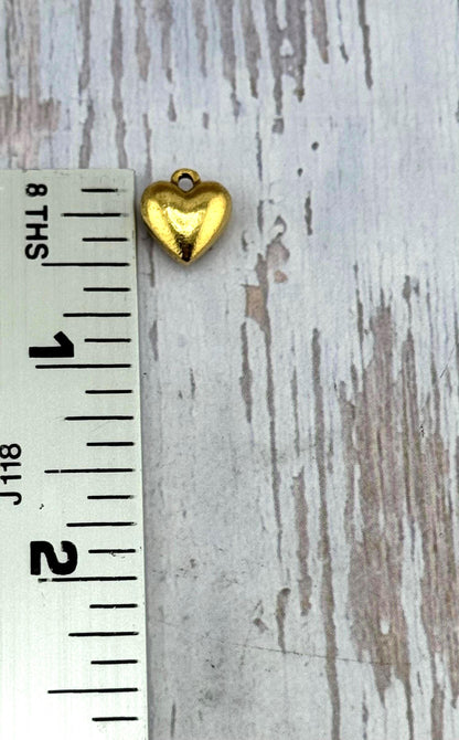 Small Puffy Heart Charm, Antiqued 18k Gold Plated - AG032