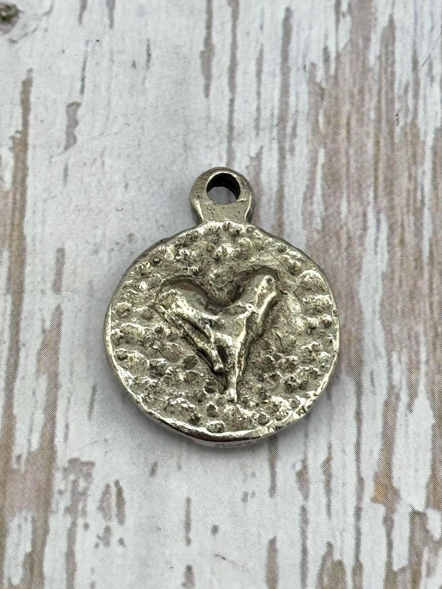Double-sided Cross and Heart Pendant, Antiqued Pewter - PT467