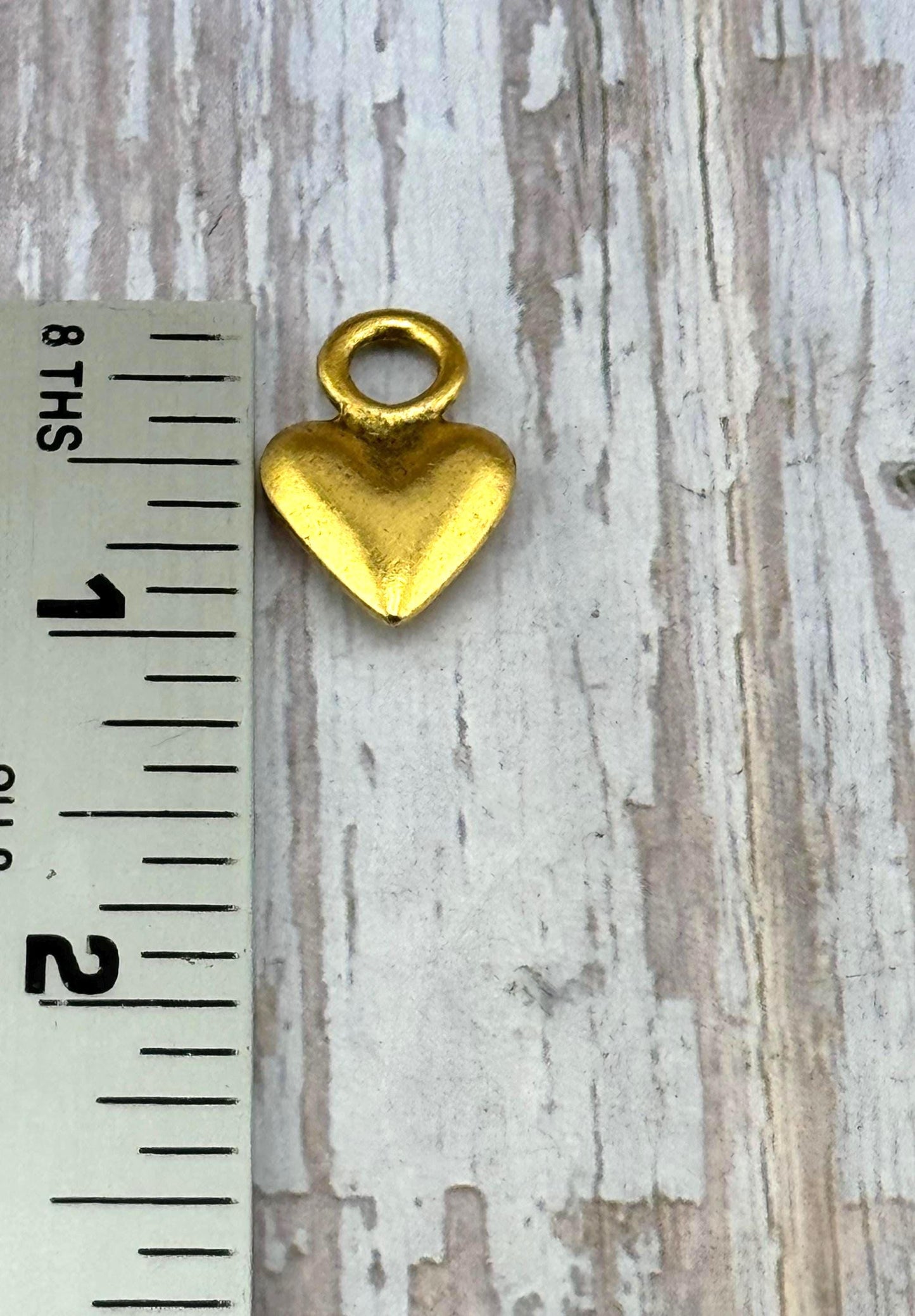 Small Puffy Heart Charm, Satin 18k Gold Plated - ST564