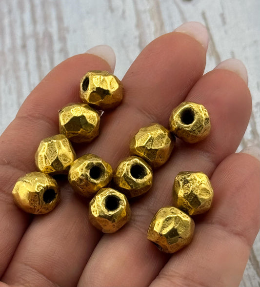 Round Artisan Spacer Beads, Antiqued 18k Gold Plated - AG141