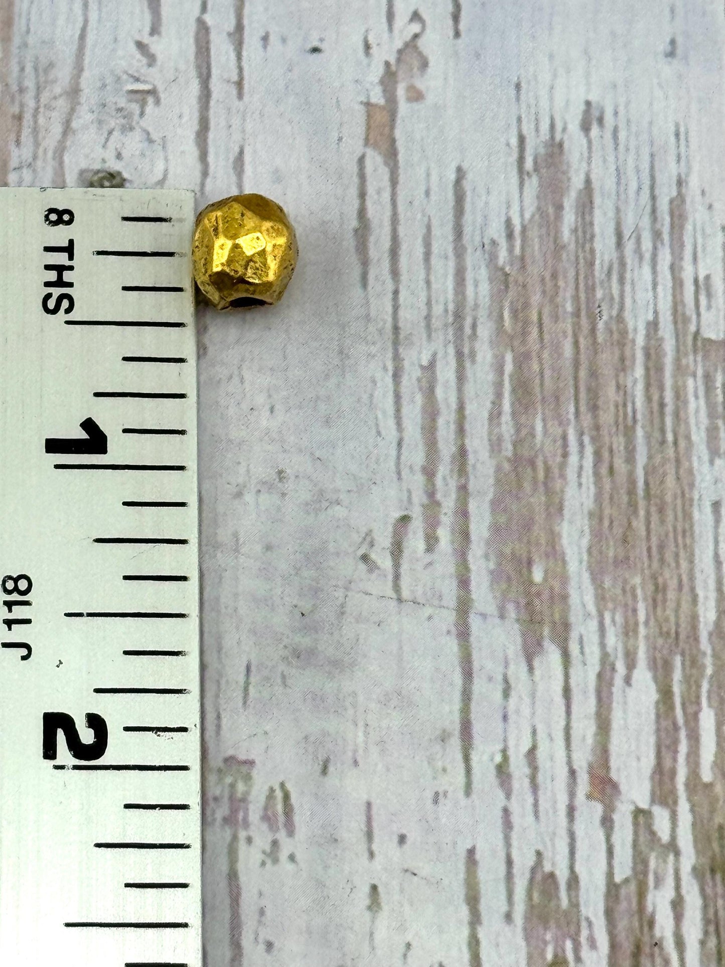 Cuentas espaciadoras redondas artesanales, bañadas en oro de 18k envejecido - AG141