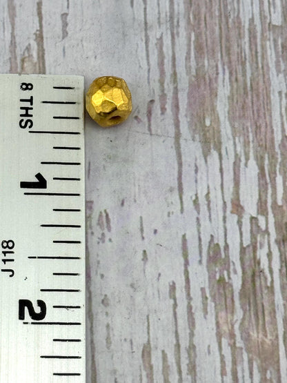 Cuentas espaciadoras redondas artesanales, bañadas en oro de 18k satinado - ST321