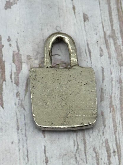 Pendentif Cœur Cadenas Massif, Étain Vieilli - PT475