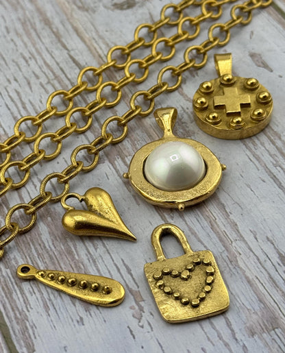 Large Oval Textured Cable Chain, Antiqued Gold Plated - G104-CH