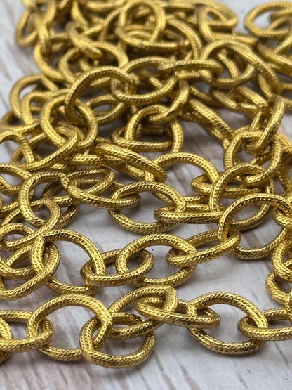 Large Oval Textured Cable Chain, Antiqued Gold Plated - G104-CH