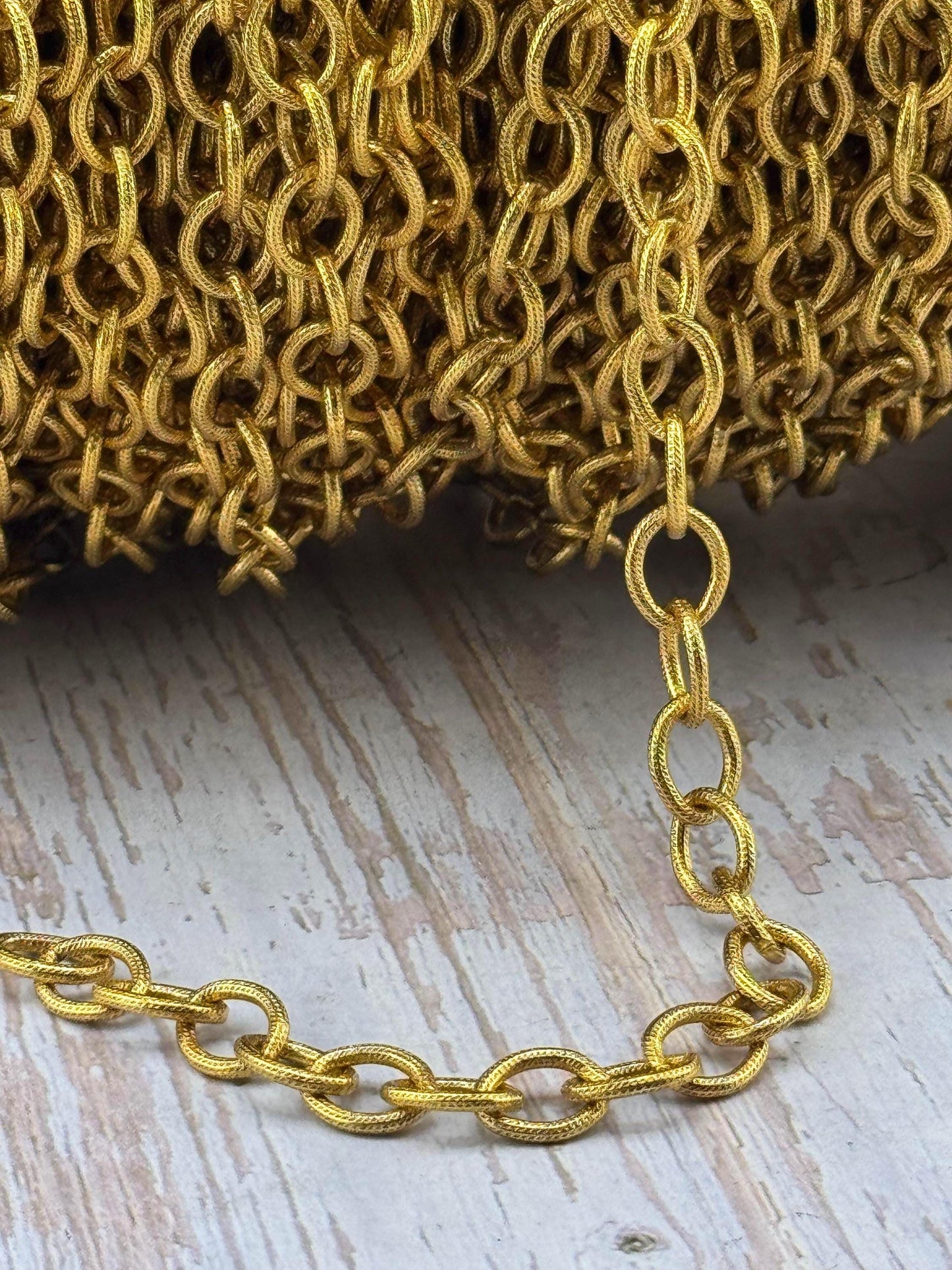 Large Oval Textured Cable Chain, Antiqued Gold Plated - G104-CH