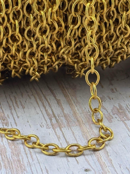 Large Oval Textured Cable Chain, Antiqued Gold Plated - G104-CH