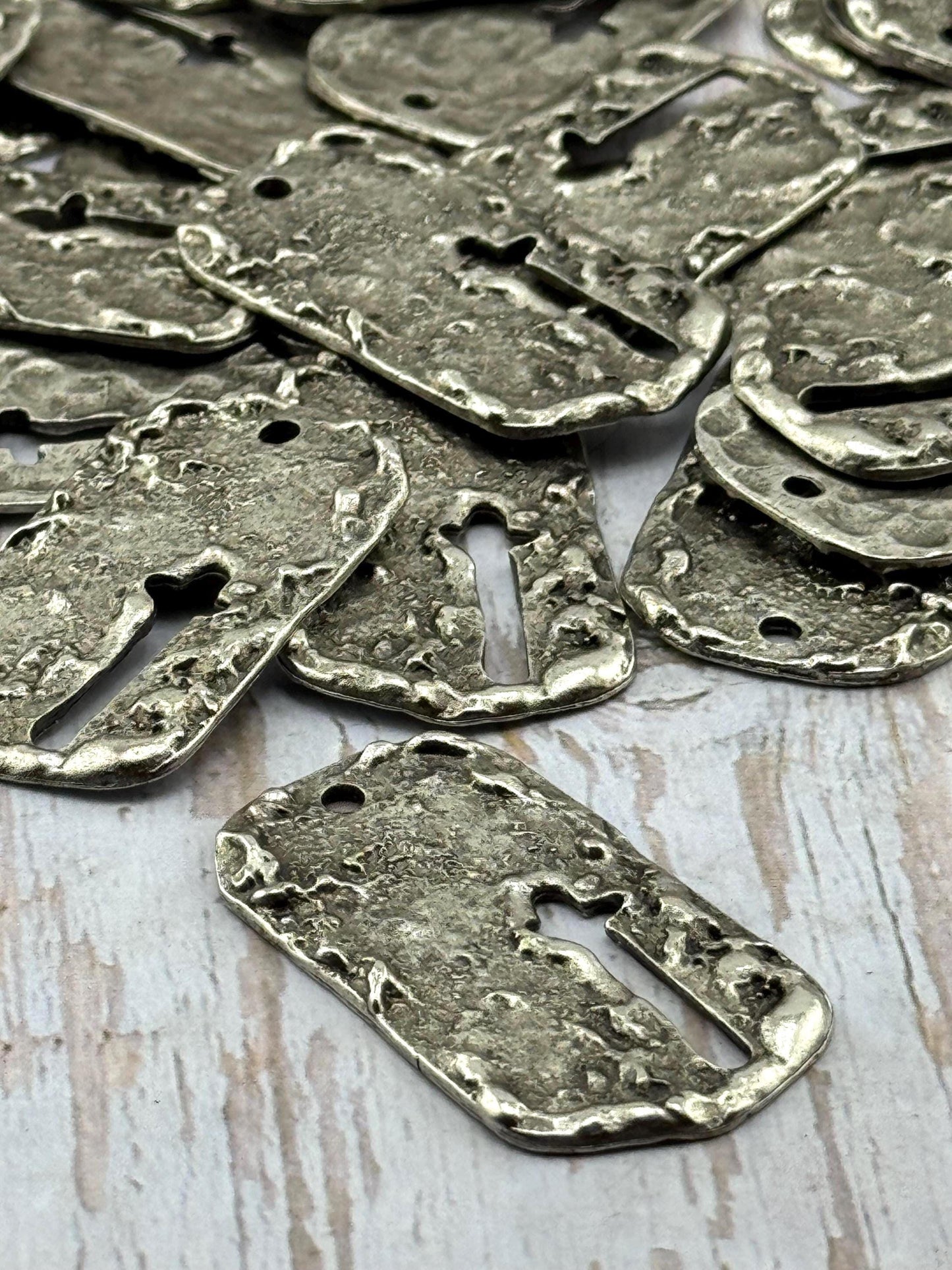 Hammered Cross Dog Tag, Antiqued Pewter - PT515