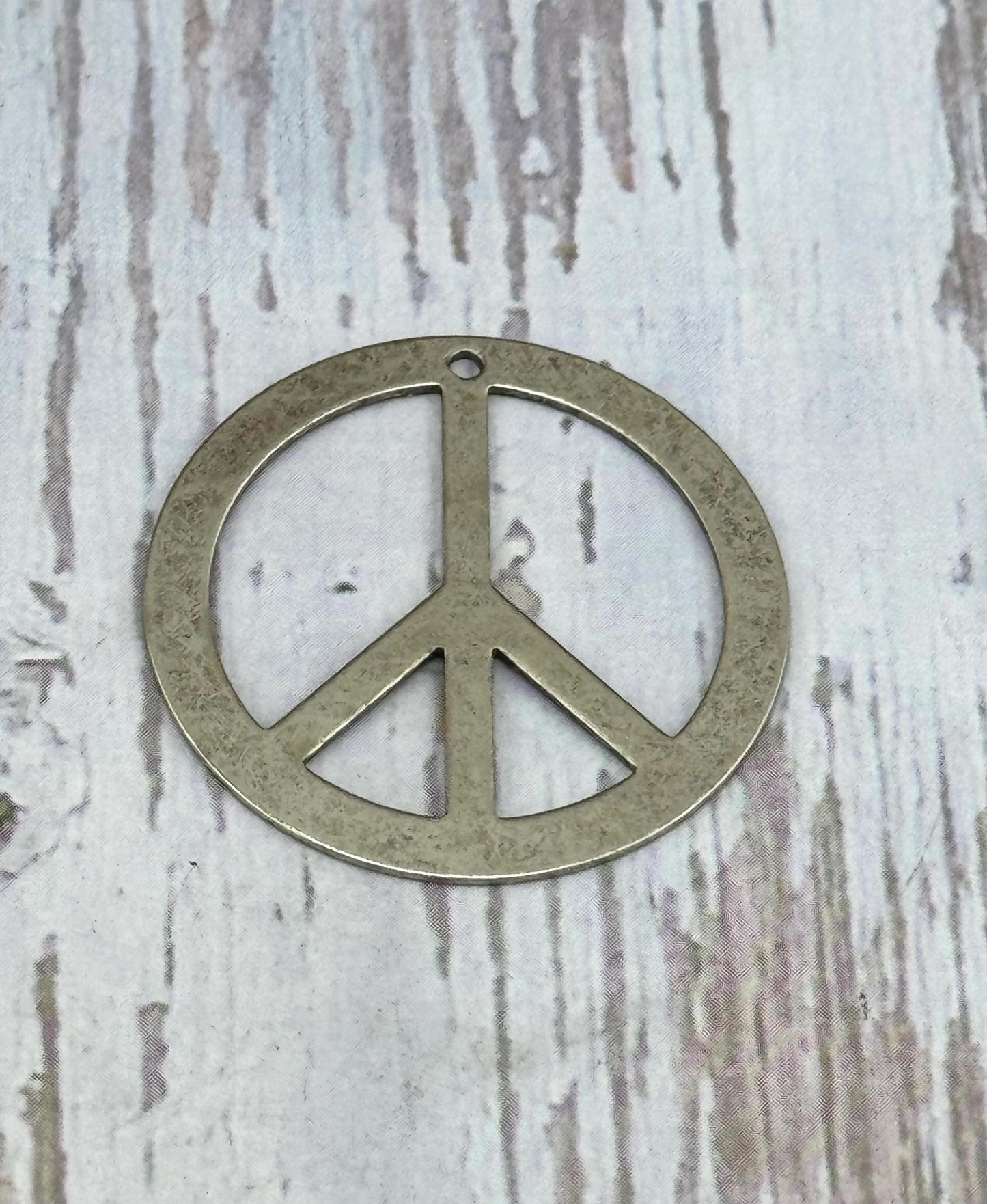 Lightweight Large Peace Sign Pendant, Antiqued Pewter - PT632