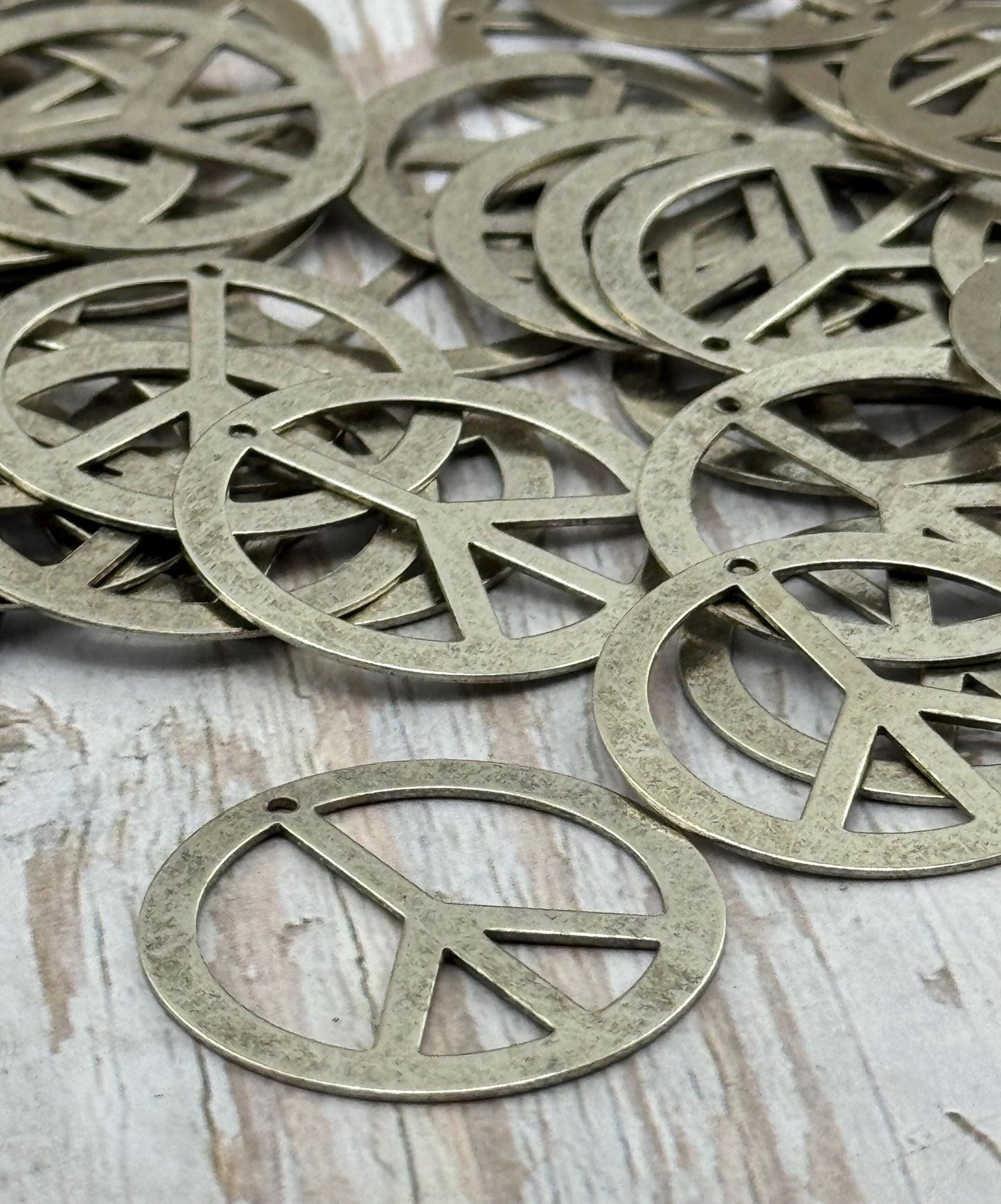 Lightweight Large Peace Sign Pendant, Antiqued Pewter - PT632