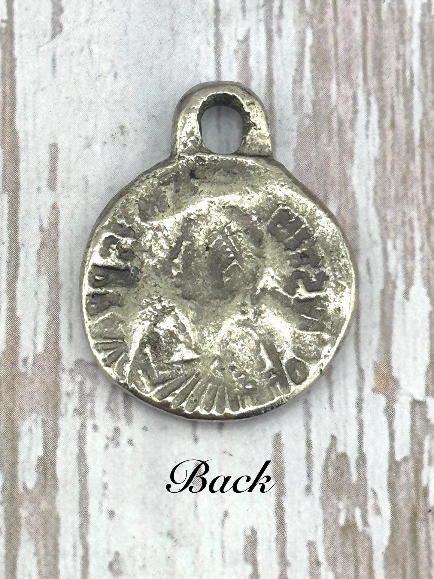 Amuleto de moneda Follis bizantino réplica, peltre envejecido - PT470