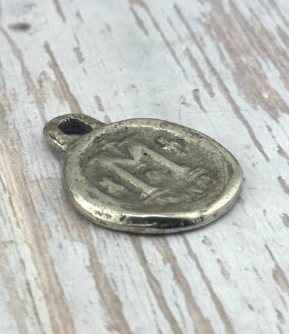 Amuleto de moneda Follis bizantino réplica, peltre envejecido - PT470