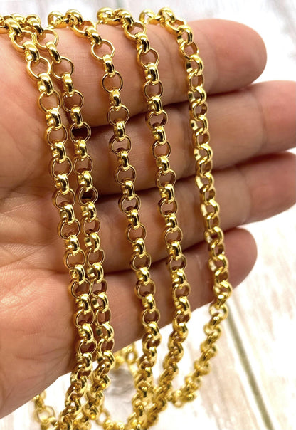 4.5mm Rolo Chain, 18k Gold Plated Belcher Chain