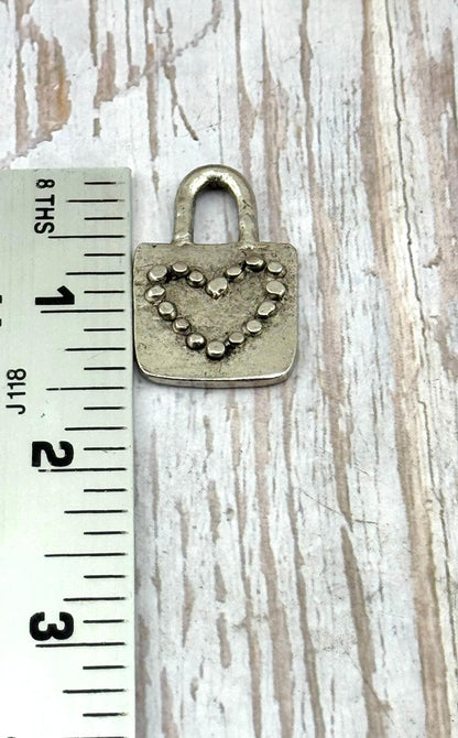 Pendentif Cœur Cadenas Massif, Étain Vieilli - PT475