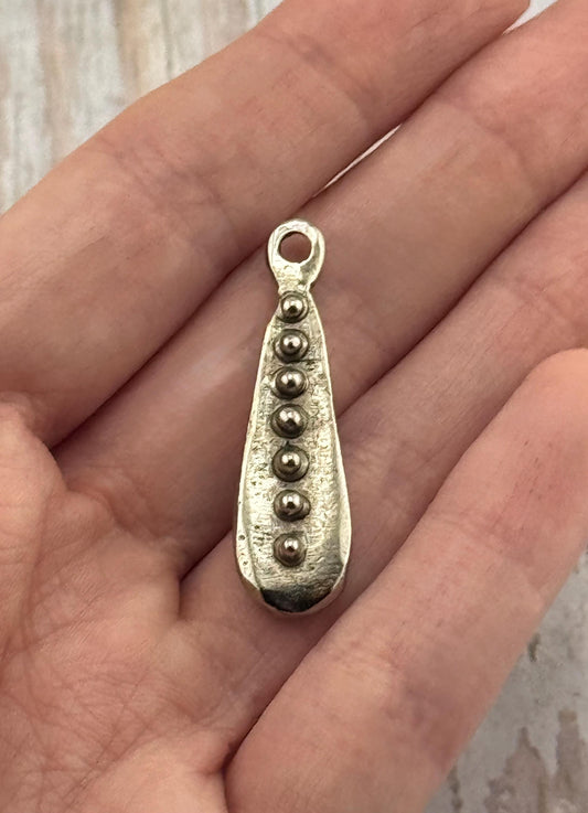 Dotted Teardrop Pendant, Antiqued Pewter - PT488
