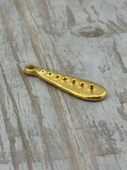 Pendentif goutte pointillé, plaqué or 18 carats satiné - ST308