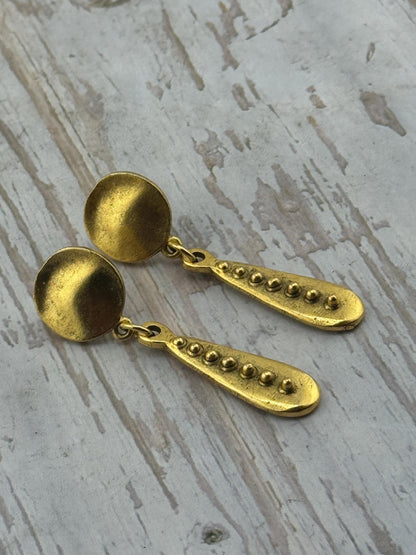 Long Dotted Pendant, Antiqued 18k Gold Plated - AG128