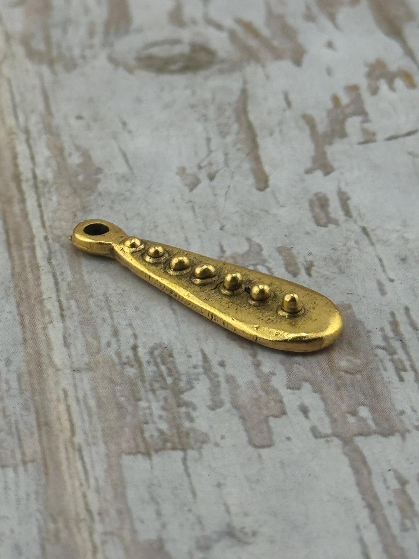 Long Dotted Pendant, Antiqued 18k Gold Plated - AG128