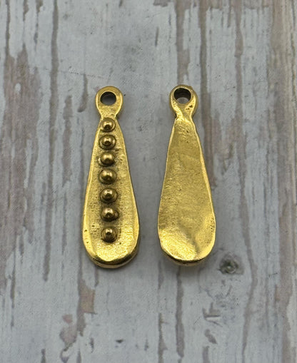 Long Dotted Pendant, Antiqued 18k Gold Plated - AG128