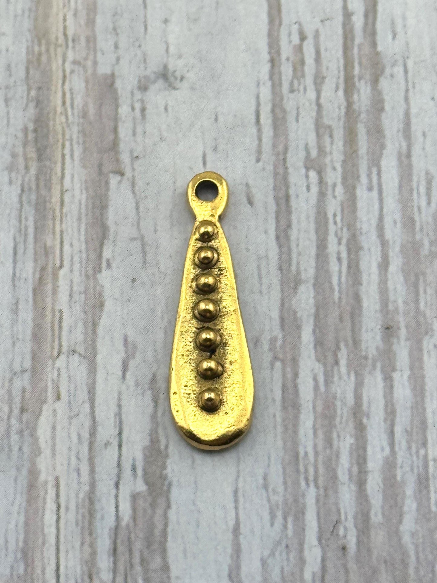 Long Dotted Pendant, Antiqued 18k Gold Plated - AG128