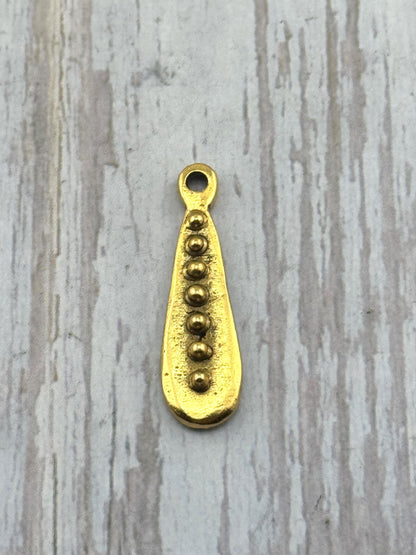 Long Dotted Pendant, Antiqued 18k Gold Plated - AG128