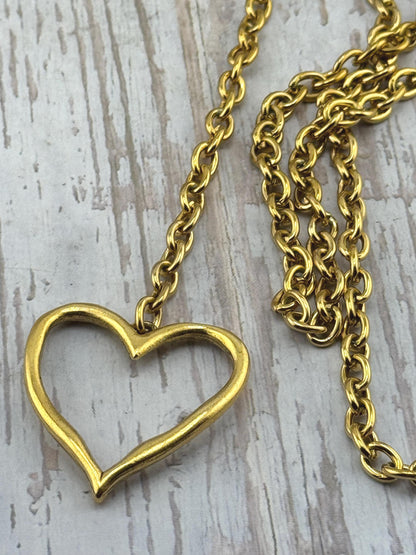 Grand pendentif Cœur Ouvert, plaqué or 18 carats vieilli - AG052