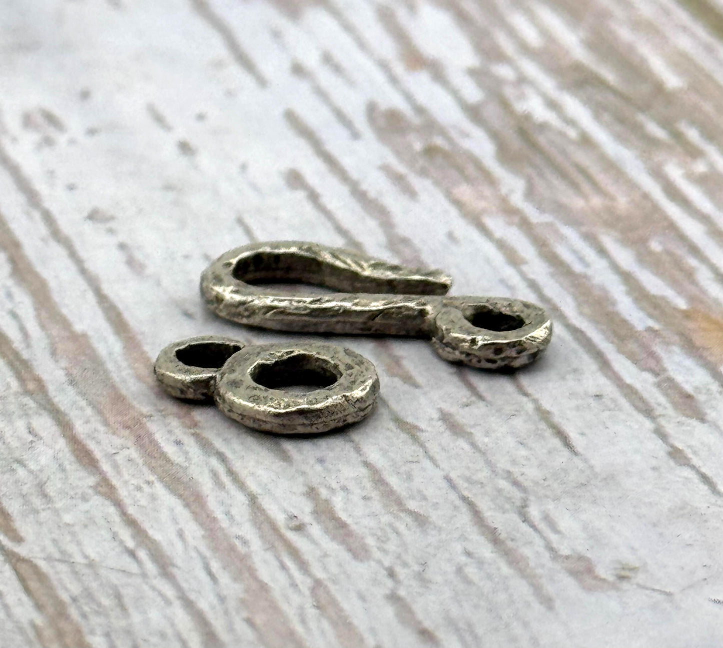 Artisan Hook and Eye Hammered Clasp, Antiqued Pewter, - PT527