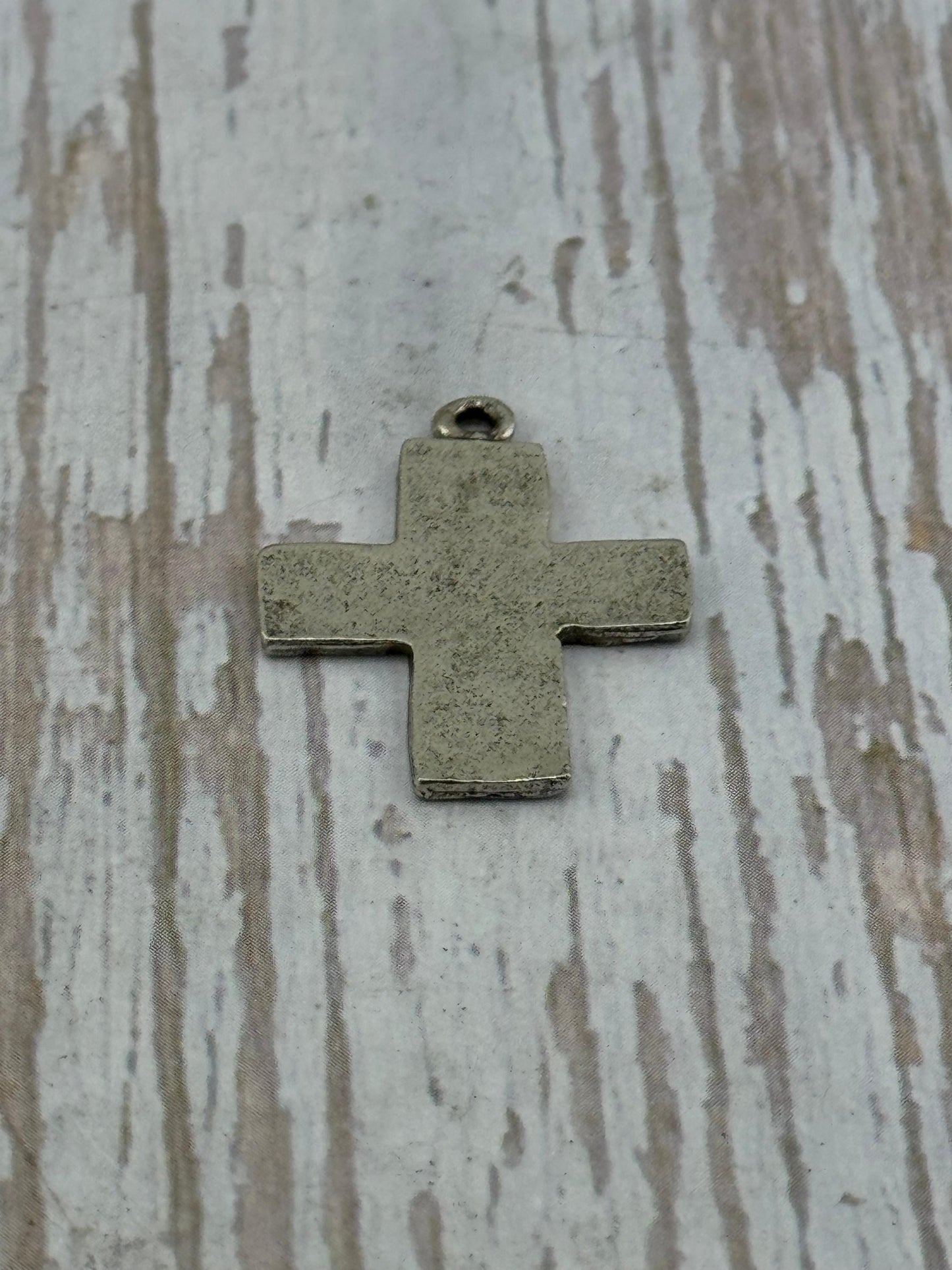 Distressed Cross Charm, Antiqued Pewter - PT506
