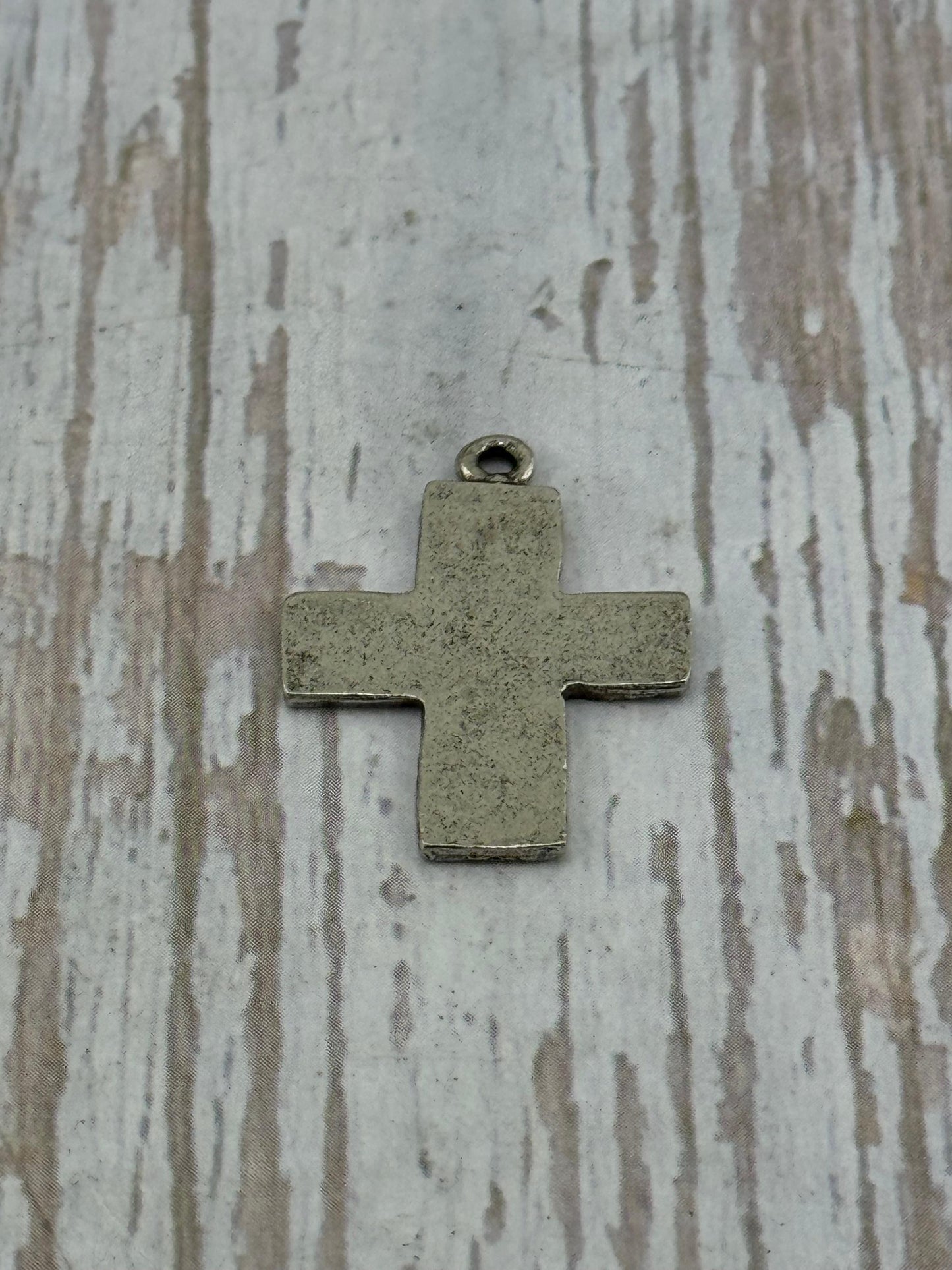 Distressed Cross Charm, Antiqued Pewter - PT506