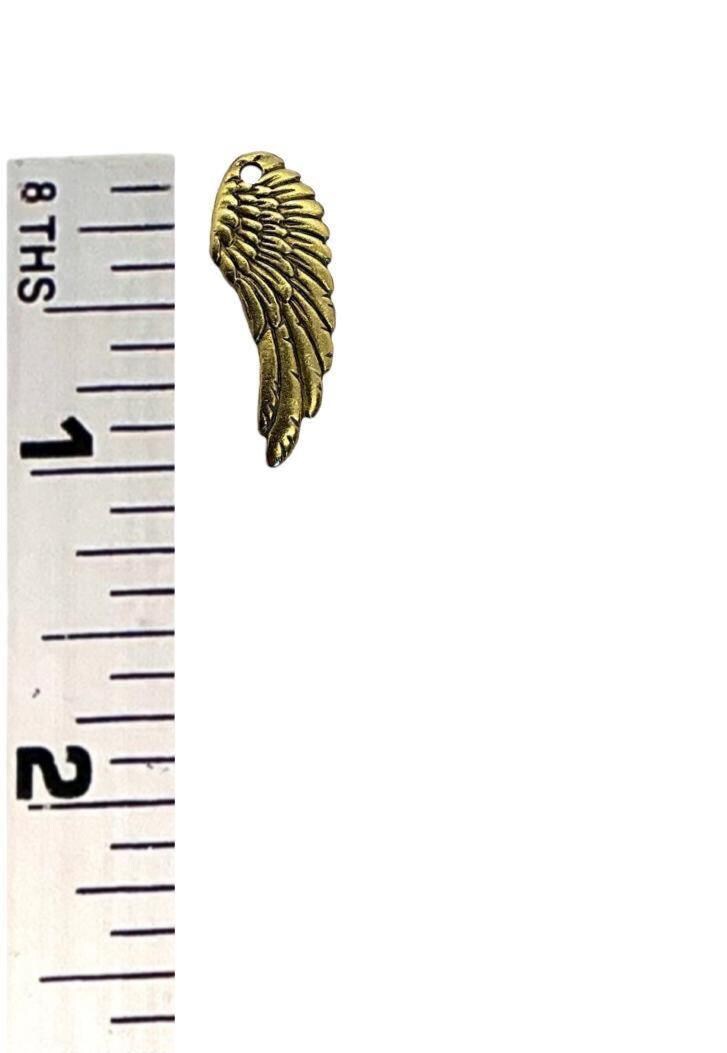 Bohemian Angel Wing Charm, Antiqued 18K Gold Plated - AG035