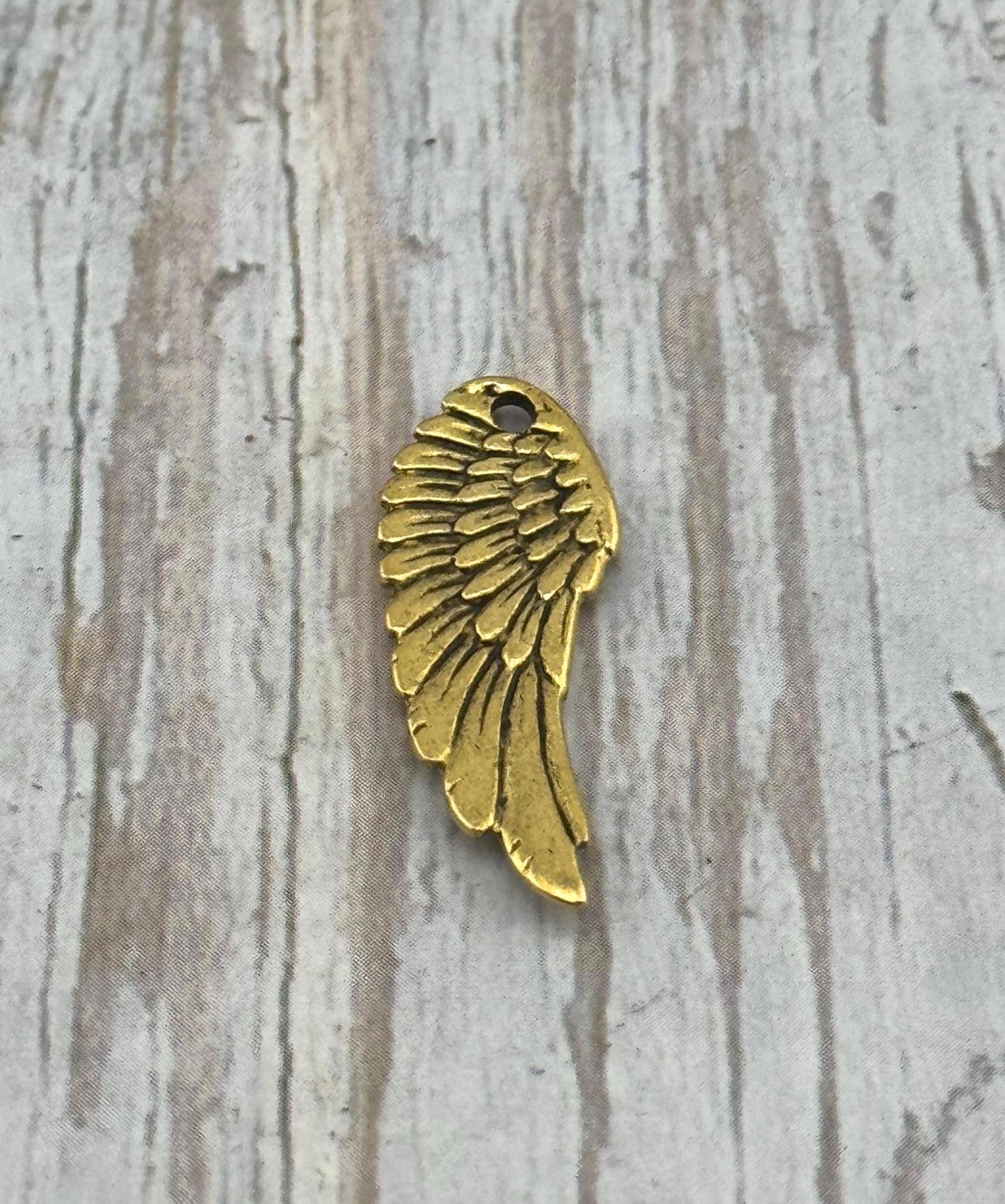 Bohemian Angel Wing Charm, Antiqued 18K Gold Plated - AG035
