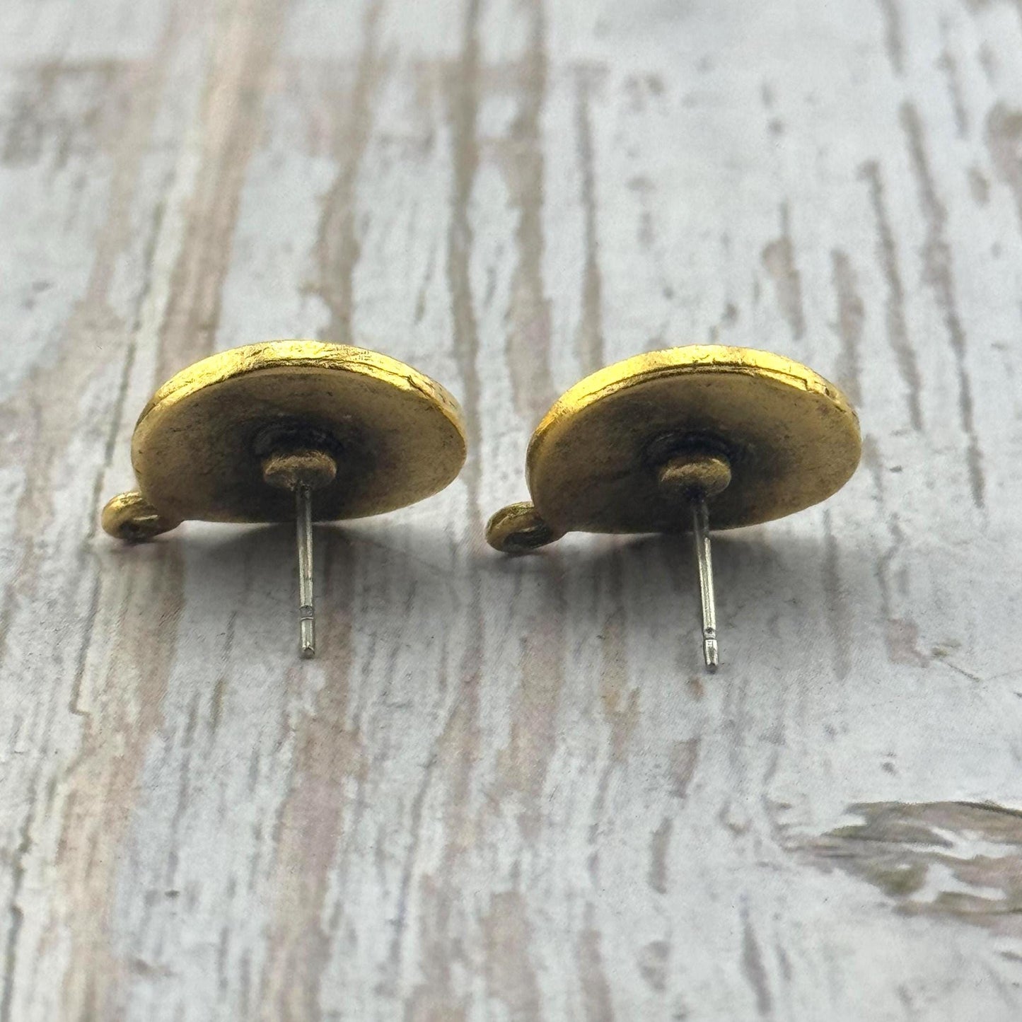 Boucles d'oreilles médaillon rond ondulé (Lot de 2), plaqué or 18 carats vieilli - AG168