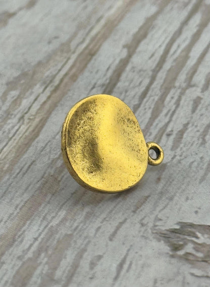 Boucles d'oreilles médaillon rond ondulé (Lot de 2), plaqué or 18 carats vieilli - AG168