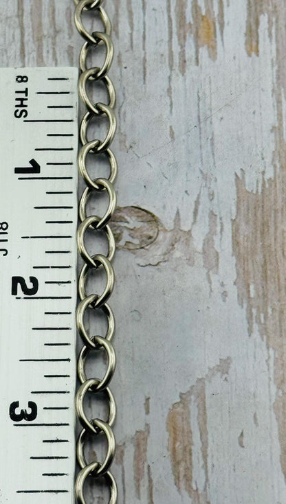 Grosse chaîne 11x9mm, plaqué étain vieilli - P016-CH