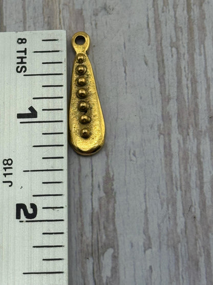 Long Dotted Pendant, Antiqued 18k Gold Plated - AG128