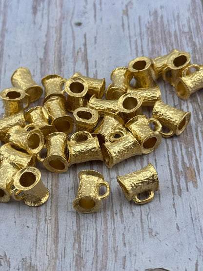 Bélière tube martelé, plaqué or 18 carats satiné - ST330