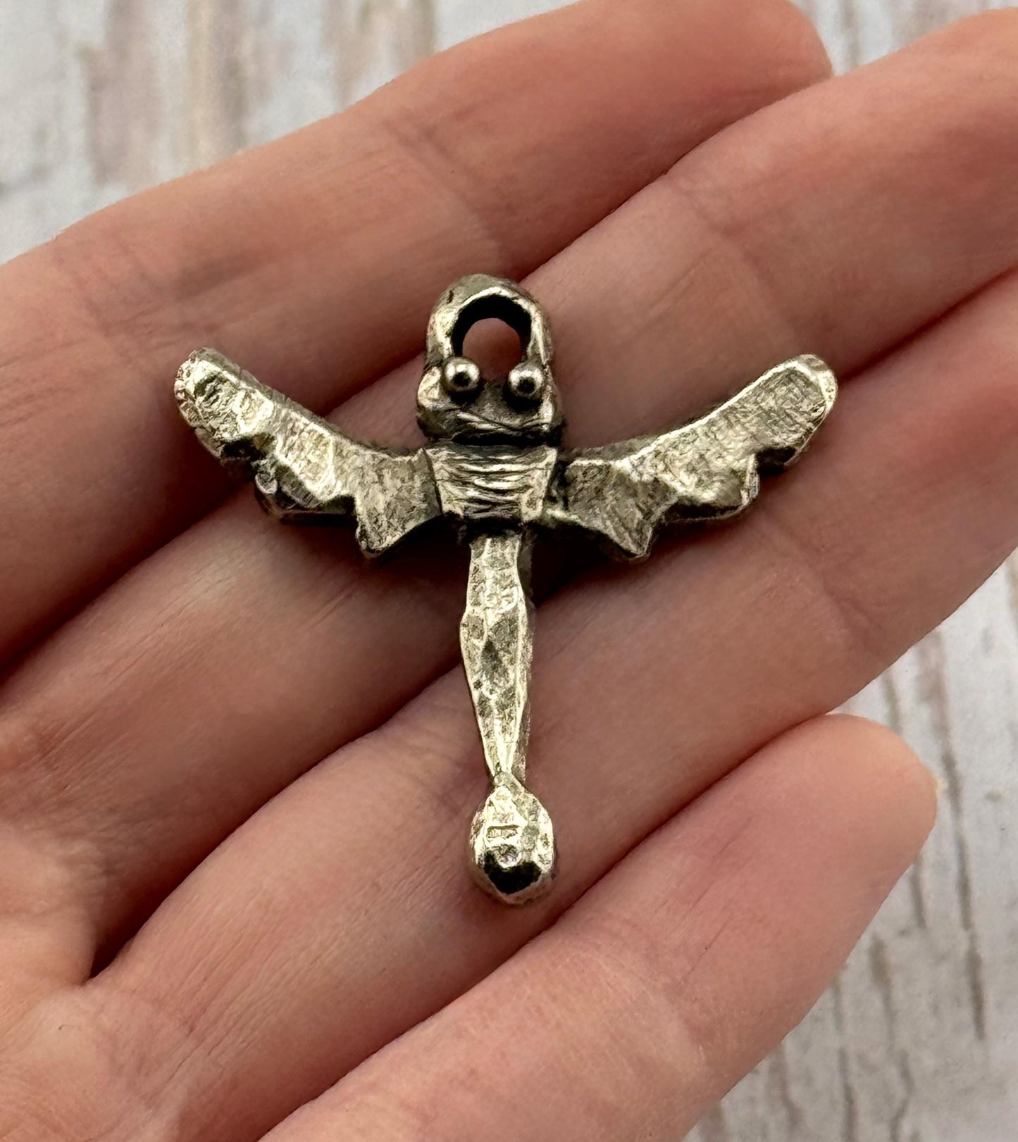 Artisan Dragonfly Charm, Antiqued Pewter - PT482
