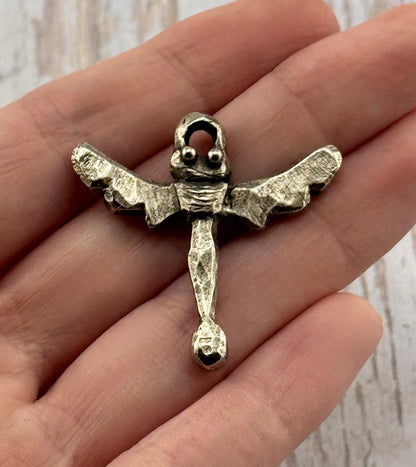 Artisan Dragonfly Charm, Antiqued Pewter - PT482