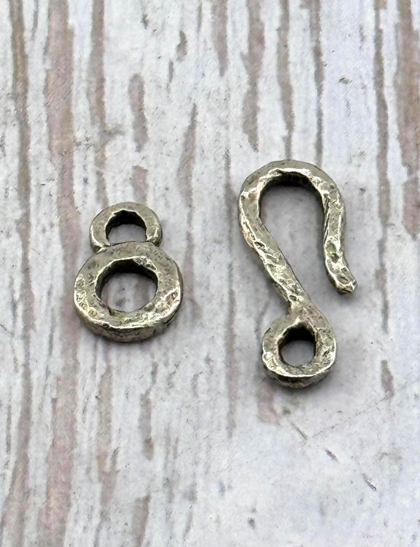 Artisan Hook and Eye Hammered Clasp, Antiqued Pewter, - PT527