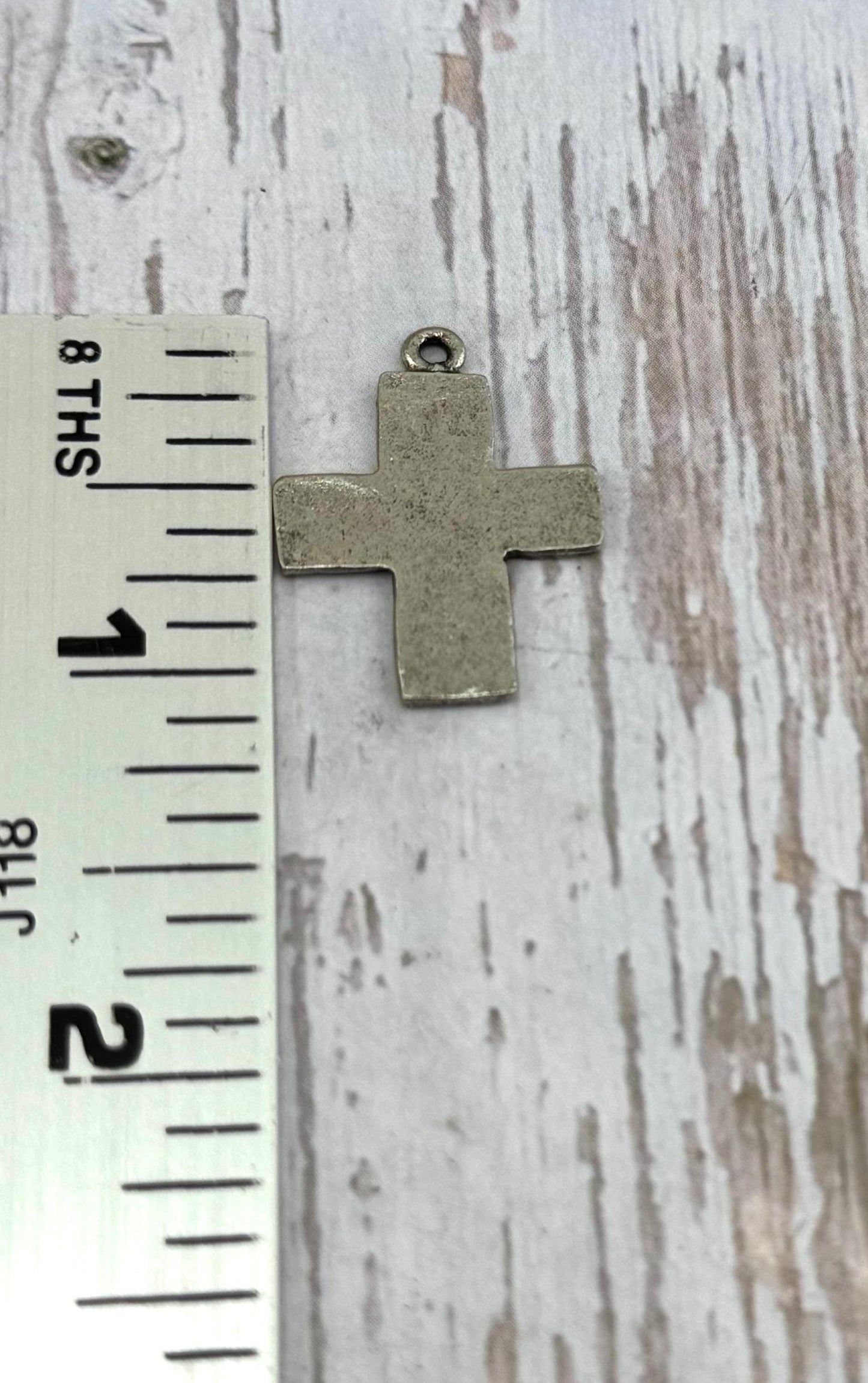 Distressed Cross Charm, Antiqued Pewter - PT506
