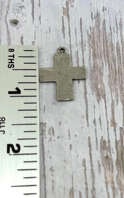 Distressed Cross Charm, Antiqued Pewter - PT506