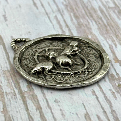 Pendentif Abeille Ronde, Étain vieilli - PT449