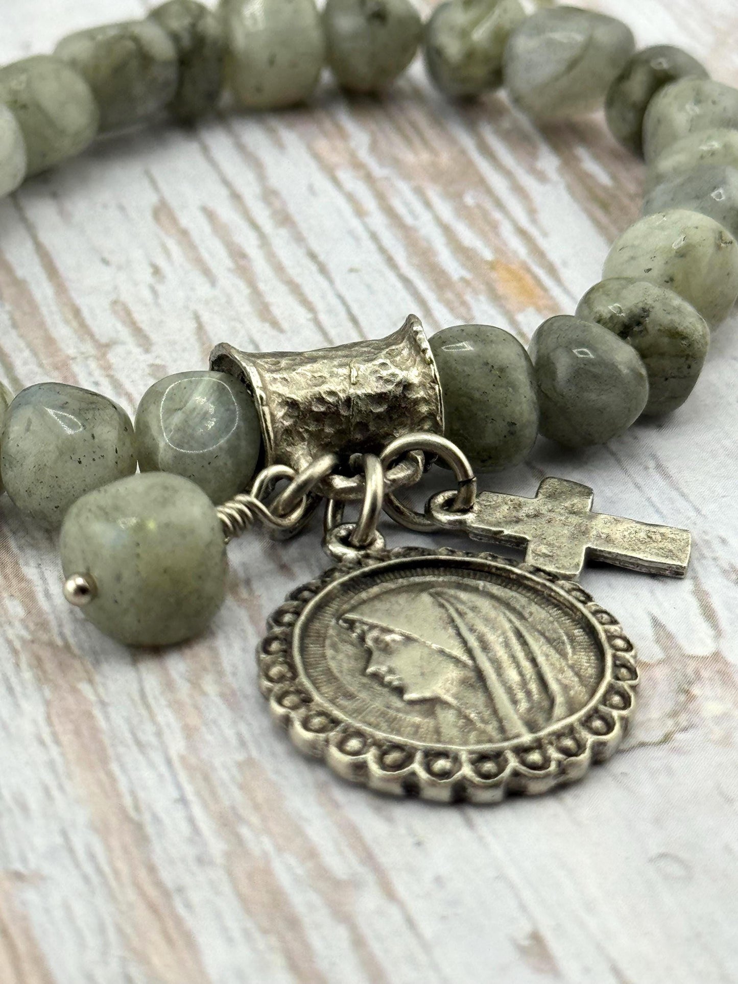 Mary Our Lady of Lourdes Medal, Antiqued Pewter - PT362
