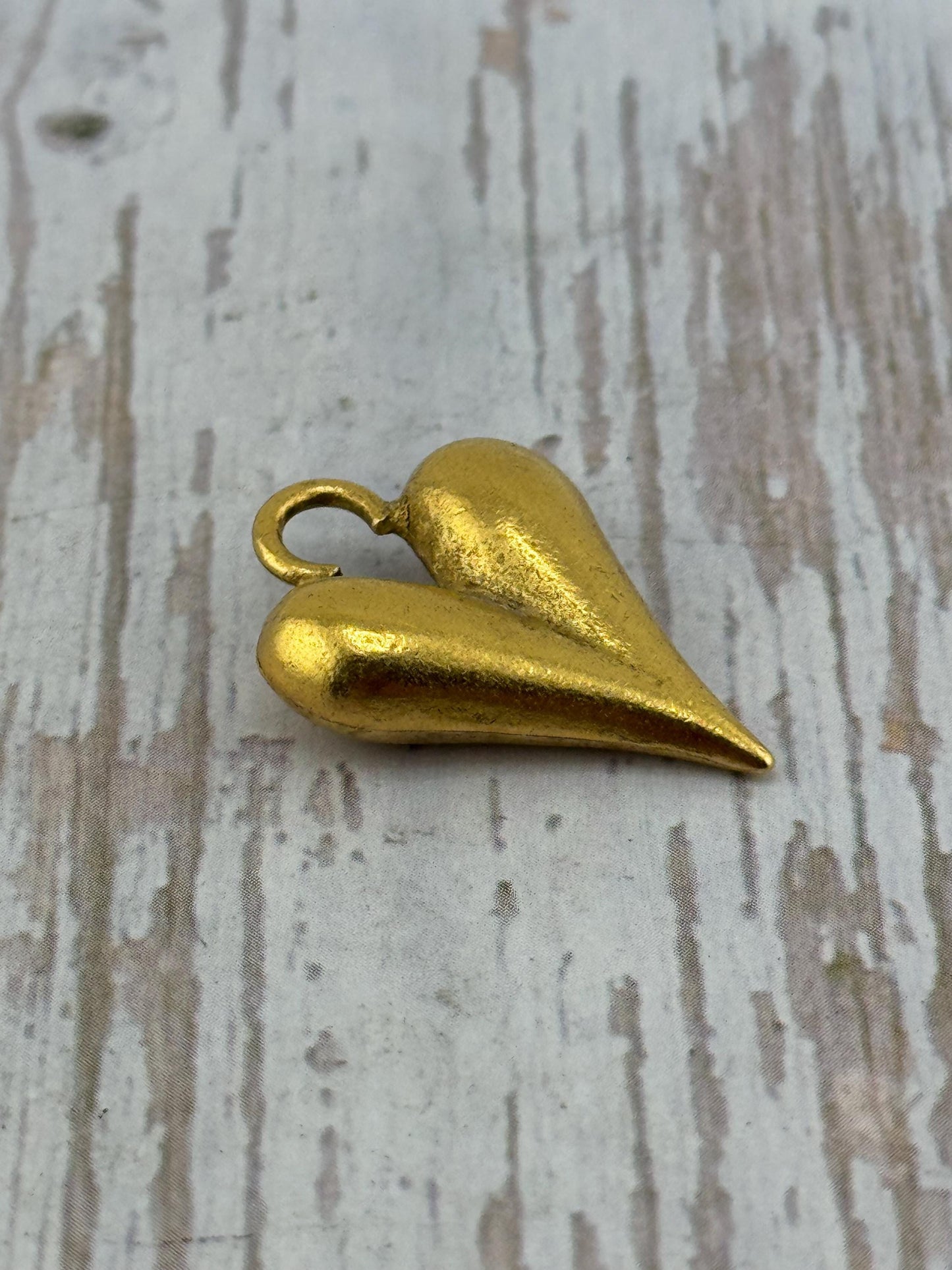 Puffy Heart Charm, Antiqued 18k Gold Plated - AG163