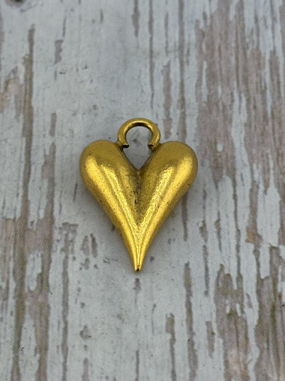 Puffy Heart Charm, Antiqued 18k Gold Plated - AG163