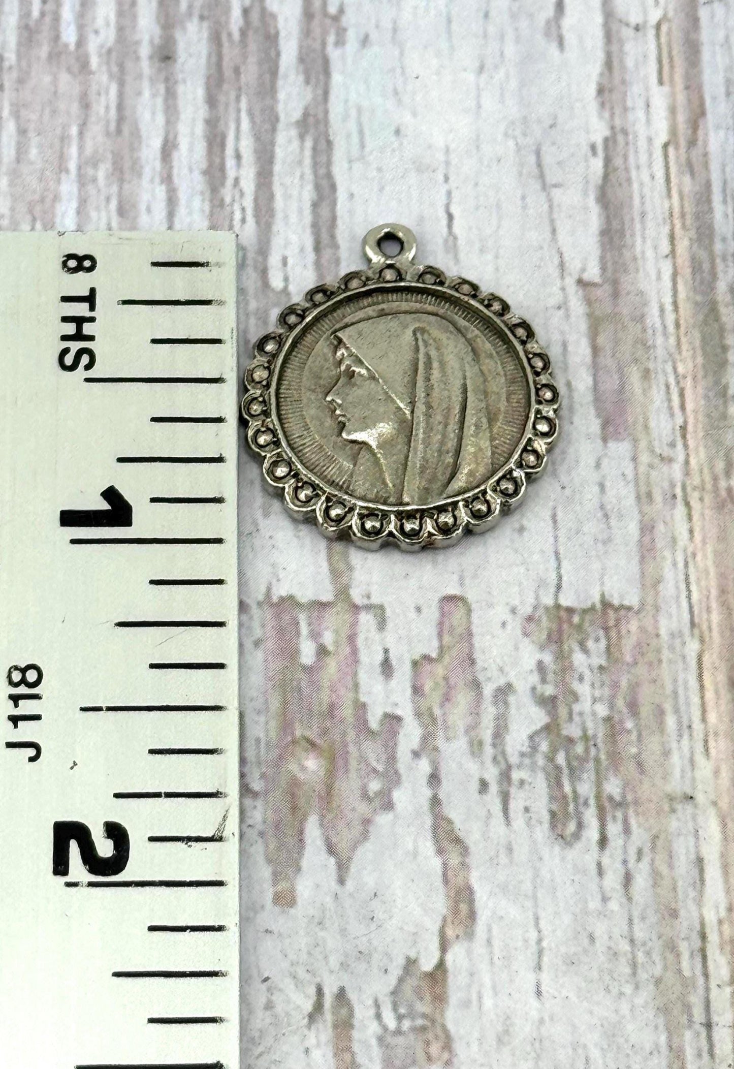Mary Our Lady of Lourdes Medal, Antiqued Pewter - PT362
