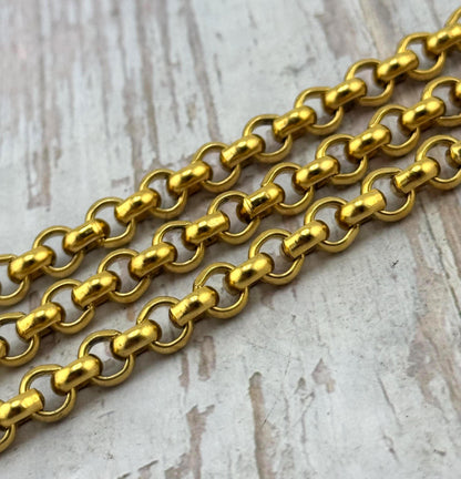 6.8mm Rolo Chain, Antiqued 18k Gold Plated - G119-CH